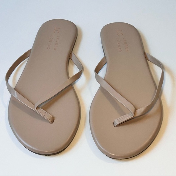 LC Lauren Conrad Honey 2 Latte Flip Flop Sandal Nude Beige Size 8 NWOT - Picture 5 of 7